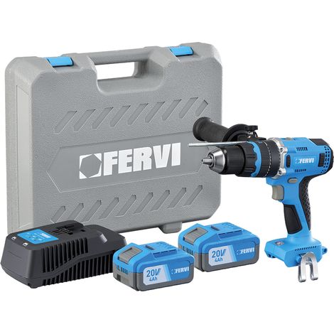 Fervi Trapano A Percussione 20V 2 Batterie 4Ah Mandrino Metallico (1/2)