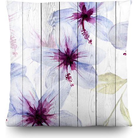 Coussin effet fleurs sur du bois - 45 cm x 45 cm (1/5)