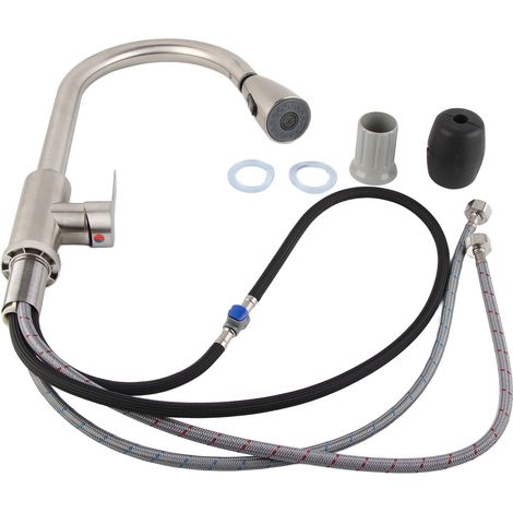 Robinet de cuisine mélangeur eau chaude/eau froide avec douchette extractible en acier inoxydable 304 (1/5)