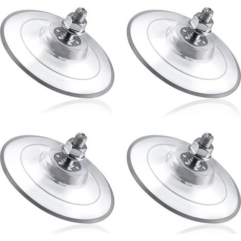 Set mit 4 großen Saugnäpfen mit M8-Schraubmutter, 85 mm, aus transparentem PVC - Extra starke und dicke Glassaugnäpfe (1/5)