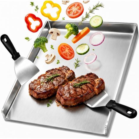 Plancha Plaque de Cuisson 40 x 30 cm avec 2 Spatule (1/5)
