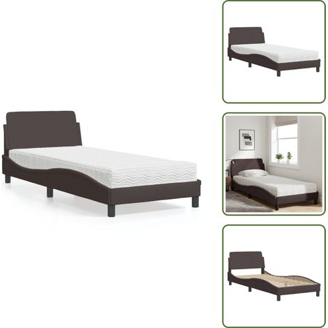 Bett mit Matratze Dunkelbraun 90x200 cm Stoff - Schlafzimmermöbel - Doppelbett - Boxspringbetten - Lattenrost - Matratzen (1/5)