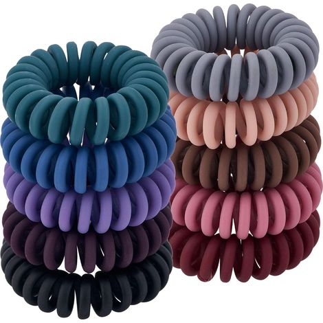 Lot de 10 Élastiques à cheveux, spirale sans marques, TPU imperméable, pour queue de cheval, tous types de cheveux (1/5)