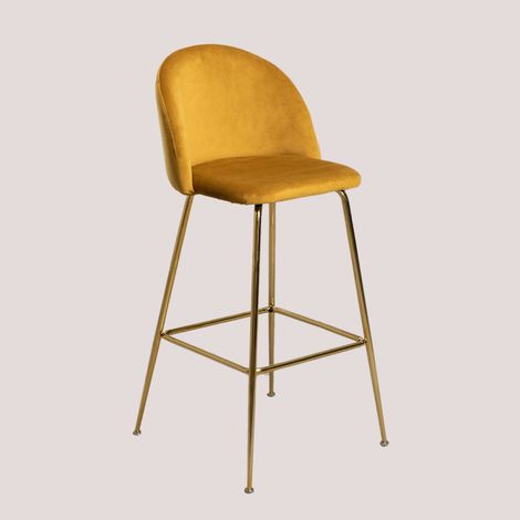 Pack de 4 taburetes altos en terciopelo Kana Design SKLUM     Dorado    ↑75 cm (1/5)