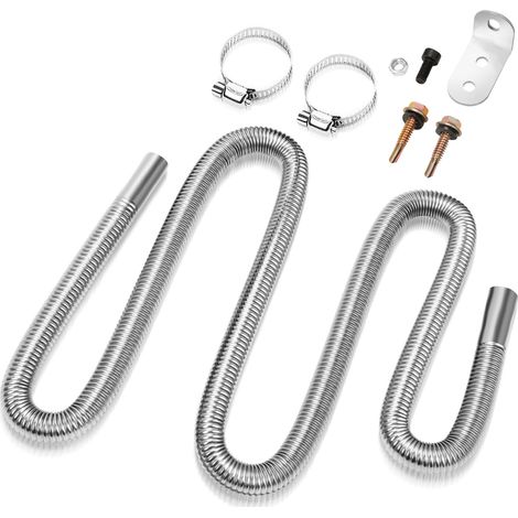 Randaco 200cm Abgasschlauch Edelstahl Set für Diesel Standheizung mit zwei Edelstahlschellen – Flexibles Auspuffrohr φ25mm (1/5)