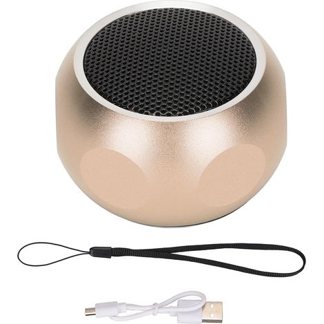 Haut-parleur Bluetooth Mini Portable avec Lanière, Idéal pour Douche, Vélo, Voiture et Voyage - Doré (1/5)