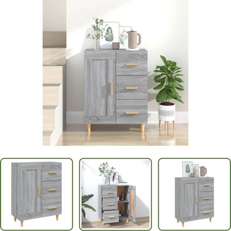 Holzbeistelltisch -  Sideboard Grau Sonoma 69,5x34x90 cm Holzwerkstoff (1/5)