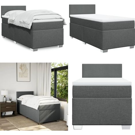 Boxspringbett mit Matratze Dunkelgrau 100x200 cm Stoff - Boxspringbett - Doppelbett - Bettsystem - Schlafsofa - Polsterbett - Home & Living (1/5)