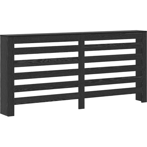 Copritermosifone rettangolare moderno da interno 175 x 20 x 82 cm con portaoggetti design minimalista in legno rovere nero 020052171