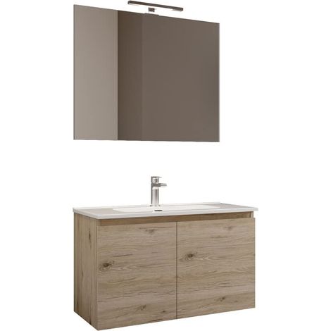 Mama Store ATENA2 80, Mobile 2 ante 80 cm, Quercia Naturale, L. 81 X P. 47 X H. 53 CM (1/4)