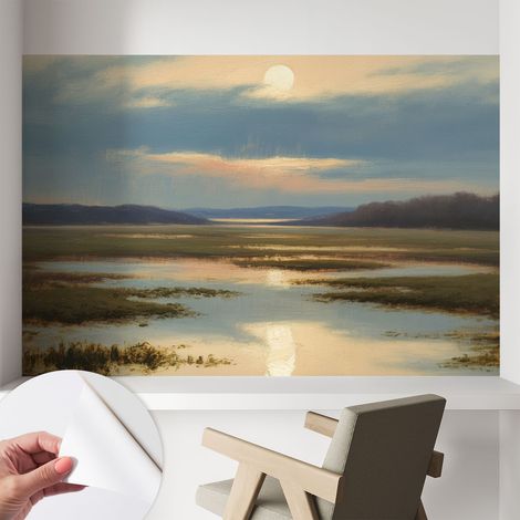 Papier peint adhésif décoratif pour chambre et salon Design moderne à poser facilement Paysage évocateur 104x70 cm (1/5)