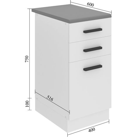 BELINI Unterschrank Küche Küchenunterschrank 40 cm Breite Küchenschränke mit Arbeitsplatte Küchenschrank mit Schubladen Wotan-Eiche
