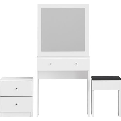 Schminktisch-Set aus Holz "Nizza" - 65 x 35 x 139 cm - Weiß