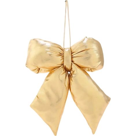 Bow - Christmas Tree Topper And Hanging Ornament - Wired Fabric - For Indoor And Covered Outdoor Use - 15.8 Inch - Red Gold Plaid - 1 Piece (1/2)