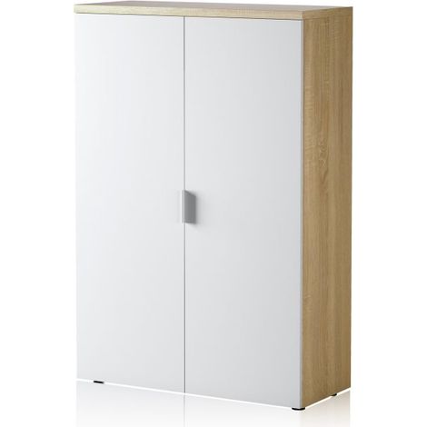 Armario auxiliar Work Blanco Artik (Blanco Mate) - Roble Canadian (ancho) x 119cm (alto) (1/5)
