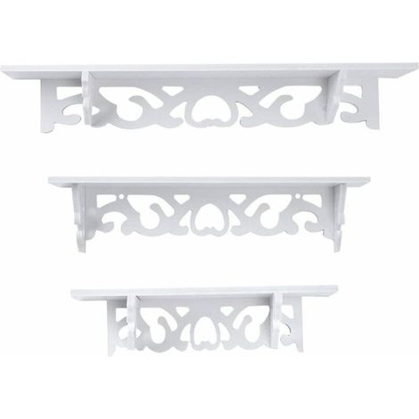 White wood country house wall panel wall shelf hanging shelf decorative shelf retro design shelf with screws (S+M+L) (1/5)