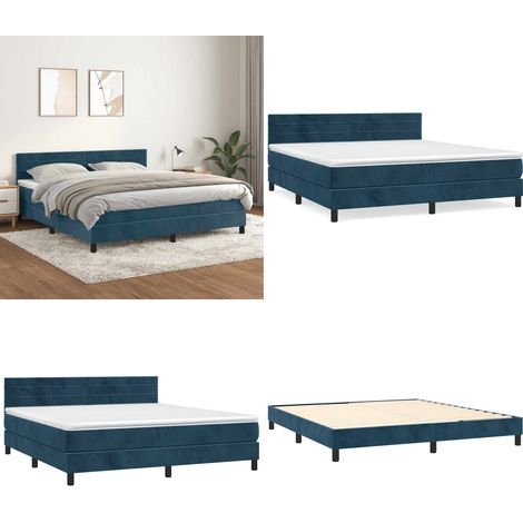 Boxspringbett mit Matratze Dunkelblau 160x200 cm Samt - Samtbett - Boxspringbett - Doppelbett - Bettauflage - Matratze - Home & Living (1/5)