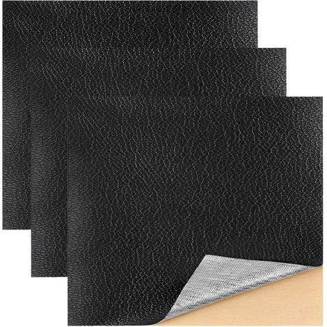 20 x 30 cm，3 Pcs patchs autocollants en cuir synthétique Kit de réparation en cuir synthétique Noir Pour sièges de voiture canapés meubles sacs