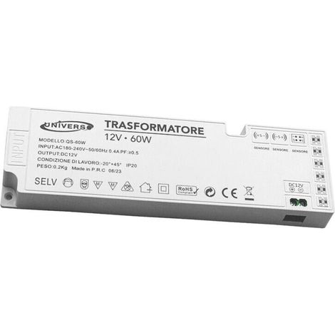 Alimentatore Slim Trasformatore Da 230v A 12v 60 W Per Striscia Led Sensori Luci (1/4)