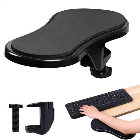 Repose-Coude Bureau Réglable 180° - Support Avant-Bras - Ergonomique - Noir (1/5)