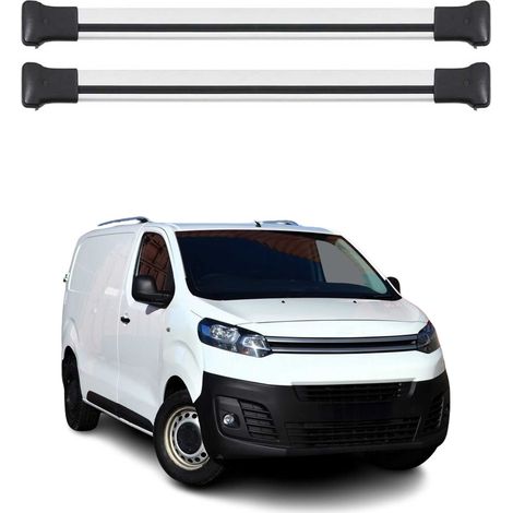 OMAC Barres de toit en aluminium pour Citroën Jumpy 2016-2026 – TÜV / DIN 75302:2019 – Charge max 75 kg – 2 barres Argent (1/4)