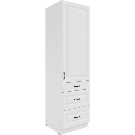 Küchen Hochschrank 60 cm Stilo Weiss Küchenzeile Küchenblock mit Schubladen (1/5)