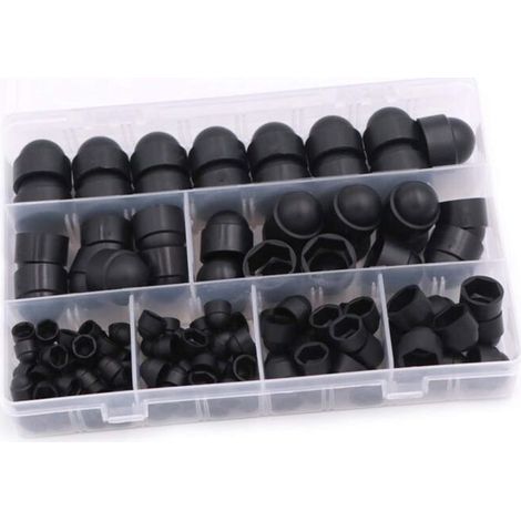 Cache Vis Et Ecrous De Protection - Kit 145 Pièces - M4 M5 M6 M8 M10 M12 - Pour Machines Meubles Véhicules - Noir (1/5)