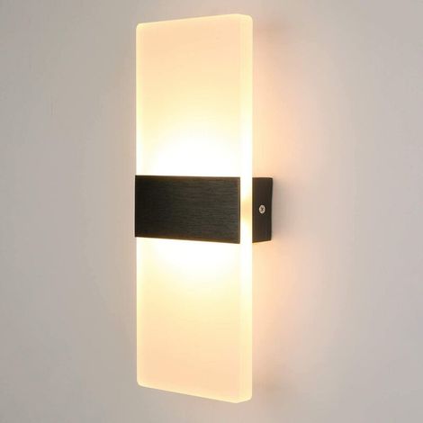 Applique Murale Intérieur LED Moderne Lampe Murale Éclairage Acrylique Luminaire Mural Decoration pour Salon Chambre Couloir Salle À Manger, 12W Blanc Chaud [Classe énergétique A ++] (1/5)
