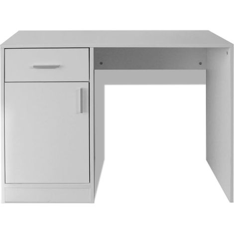 Bureau avec tiroir Bureau d'ordinateur Bureau informatique et placard 100x40x73 cm Blanc 88841 (1/5)