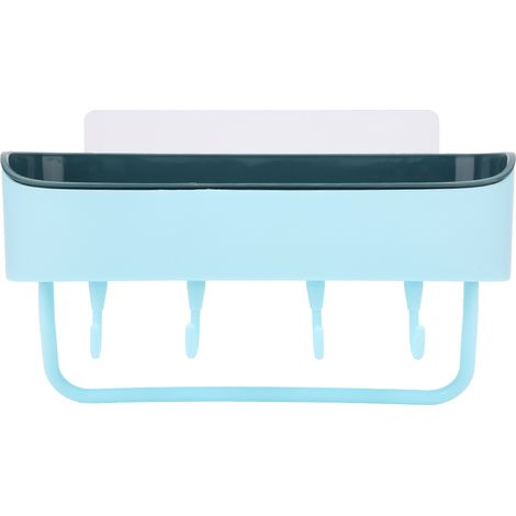 Wandmontiertes Badezimmerregal ohne Bohren, Aufbewahrung für Shampoo und Duschgel, Accessoire-Organizer (Hellblau) (1/5)