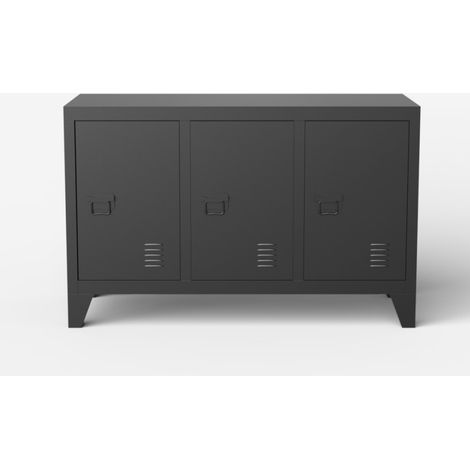 Mobile credenza porta TV metallo nero stile industriale 3 ante Yasur