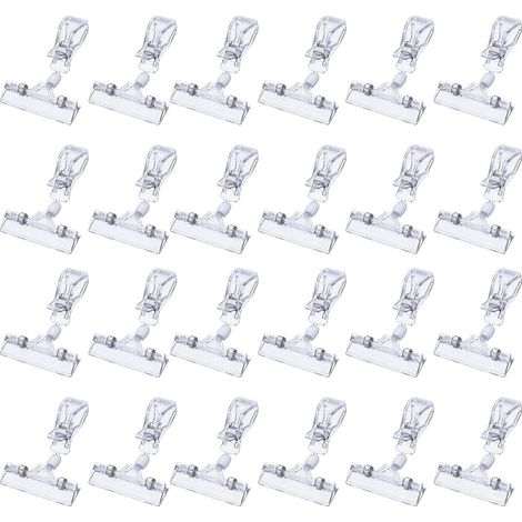 Paquete de 25 clips de plástico giratorios para señalización de mercancías, expositores, transparentes