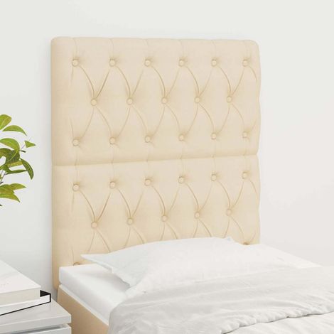 vidaXL Cabecero de cama de tela color crema 80x7x118/128 cm (1/5)