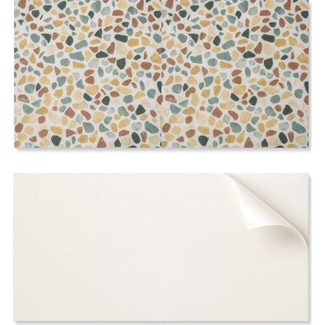 Panel decorativo de vinilo autoadhesivo con estampado de terrazo, 120 x 60 cm.