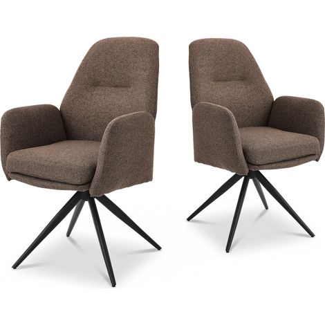 Bon Furni Chaises 360° Pivotantes Tissu Effet Lin , Lot de 2 (1/5)