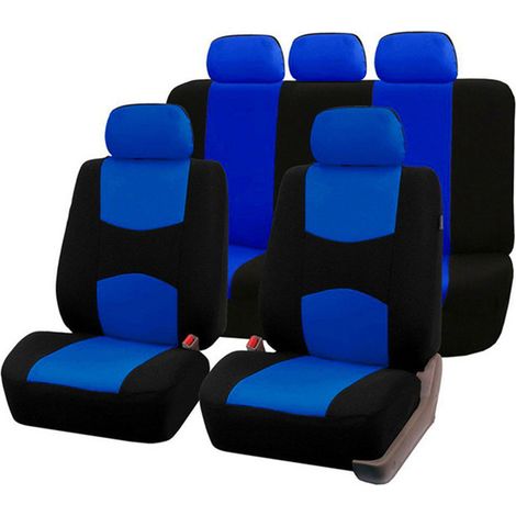 WODHMIEY Fundas Asientos Coche universales de 5 plazas, Apta Para Fundas Asientos Coche universales Delanteros y Traseros Con reposacabezas, Resistente al Dégaste et antideformation (Azul). (1/5)