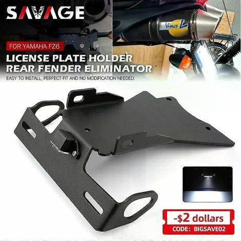 S'applique au support de plaque d'immatriculation avec éclairage LED pour YAMAHA FZ6 N/S FZ6N FZ6S 2004-2010 Accessoires moto FZ 6S 6N Suppression du garde-boue arrière( ) (1/5)