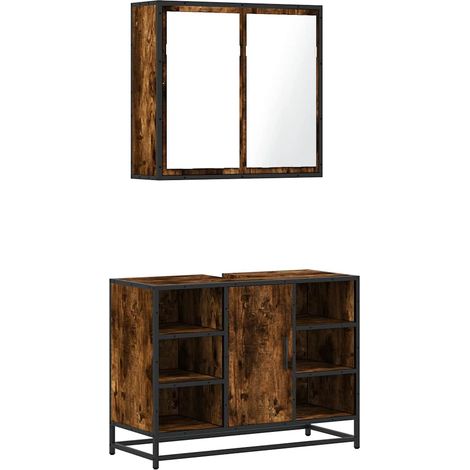Maison Exclusive - 2-tlg. Badmöbel-Set Räuchereiche Holzwerkstoff