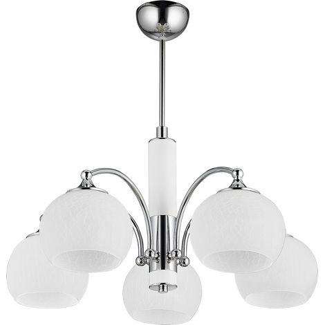 Lampadario moderno vetro bianco/cromo 5xE27 LARGO Jupiter