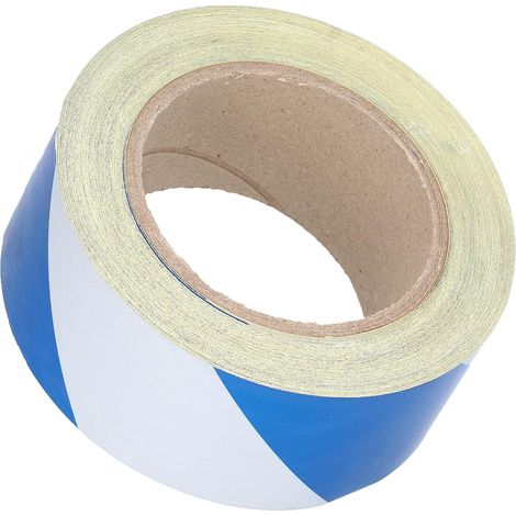 Ruban d'avertissement de sécurité, visibilité bleu-blanc PET étanche, ruban de marquage danger pour sols murs tuyaux équipements, industriel chantier entrepôt (1/5)