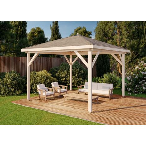 Pavillon de jardin Alpholz modèle Lanzarougee Naturel 425 x cm