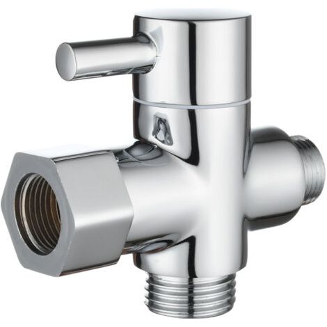 royaluxe-Vanne 3 Voies en Laiton Massif 3/8"-12/17 T Adaptateur Vanne de Derivation pour Toilette WC, Chromé