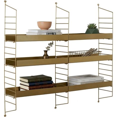 Regal Scurelle, 3 Böden, 98x21x100h cm gold