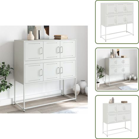 vidaXL Sideboard Weiß 100,5x39x107 cm Stahl (1/5)