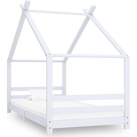 vidaXL Estructura de cama infantil madera maciza pino blanco 90x200 cm (1/5)
