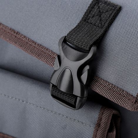 Bolsa profesional para electricista con organizador multifuncional y bolsillos interiores, fabricada en resistente tejido Oxford – Modelo gris, 35 x 32 cm (1/5)