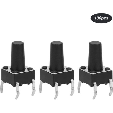 100 boutons-poussoirs instantanés, accessoires industriels, réponse rapide, boîtier DIP 6 x 6 x 10 mm (1/5)