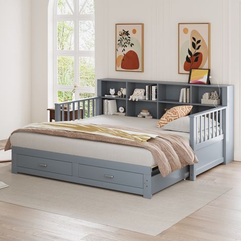 letto contenitore 90x190 estraibile con cassetti grigio OKMYHOME (1/5)