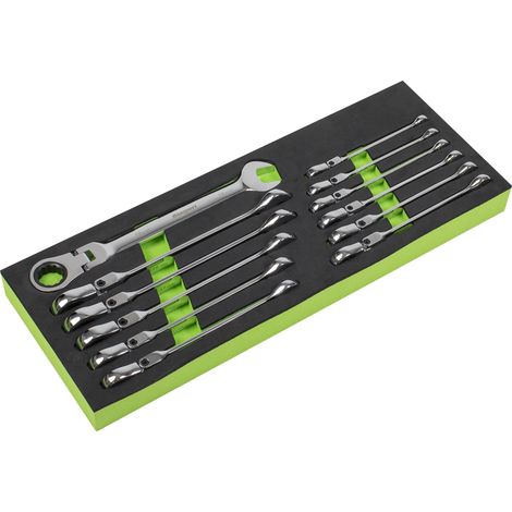 Sealey S0635 Siegen Flexi-Head Combination Ratchet Spanner Set 12pc