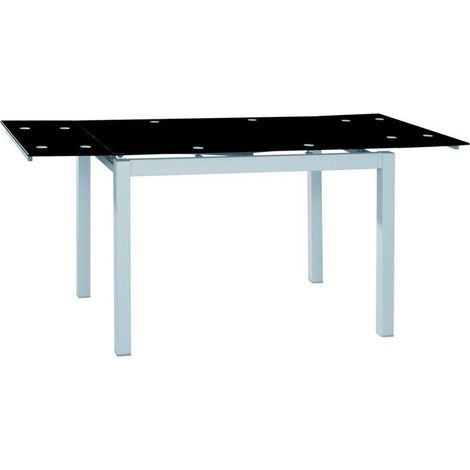 Mesa para cocina, comedor extensible Md-Baby acabado cristal negro, 110/170cm(ancho) 75cm(altura) 70cm(fondo). (1/2)